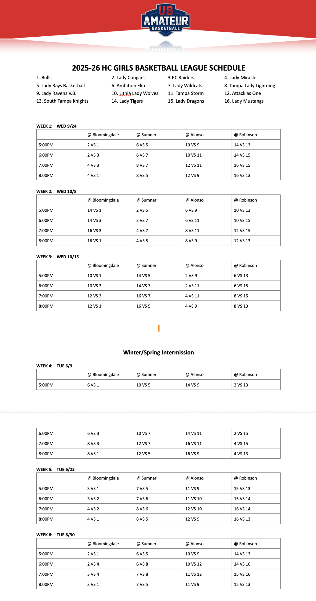 schedule